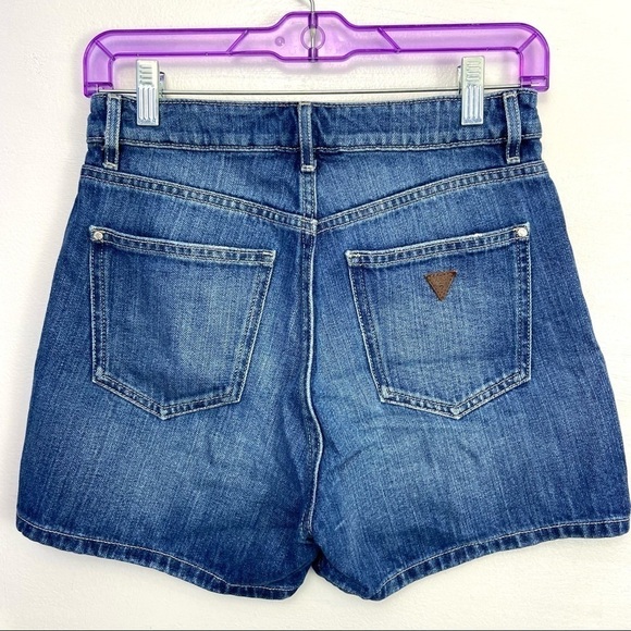 GUESS Los Angeles Mom Shorts Logo 5 Pocket High Rise Waist - Picture 2 of 9